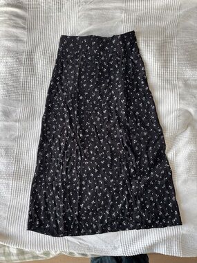 Brandy Melville Black Maxi Skirt with White Floral Print